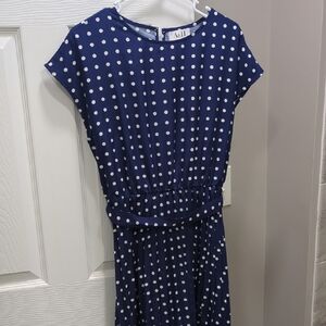 Navy Polka Dot Kids Dress